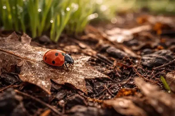 Beneficial insects in garden leaf litter habitat during spring