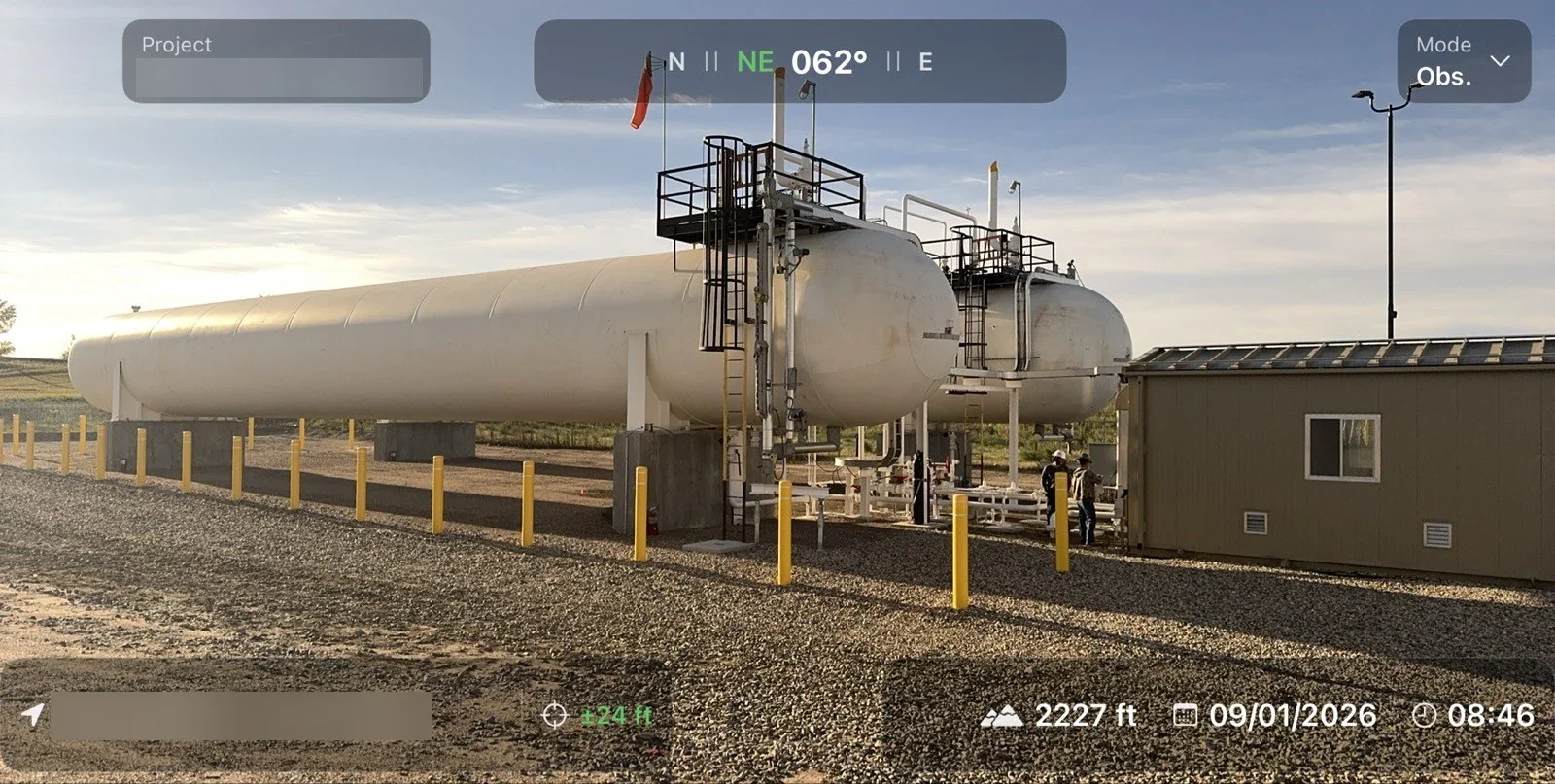 Pressure vessels and equipment shelter at a station site