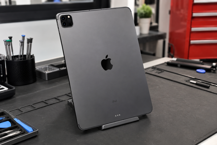 Apple iPad shown from the back with its Apple logo