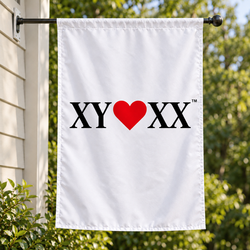 Family Home Flag mockup hanging beside a porch