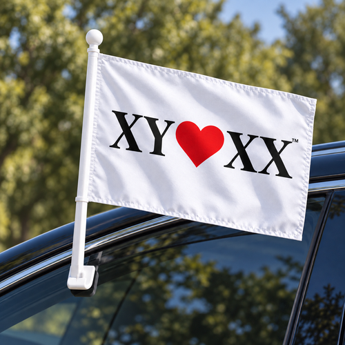 Car Flag concept mounted on a car window