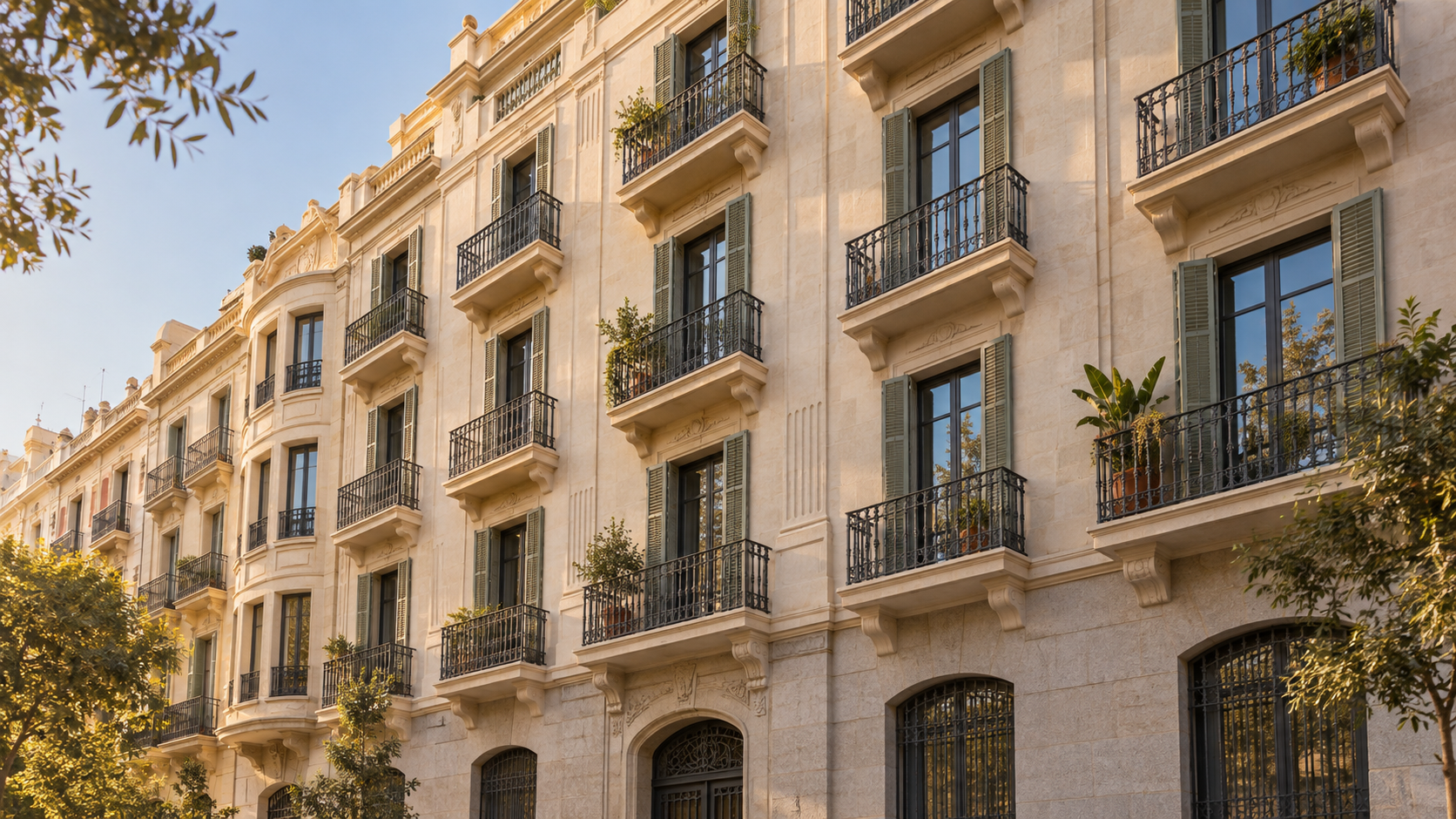 Imagen ilustrativa generada de una fachada residencial de inspiración valenciana