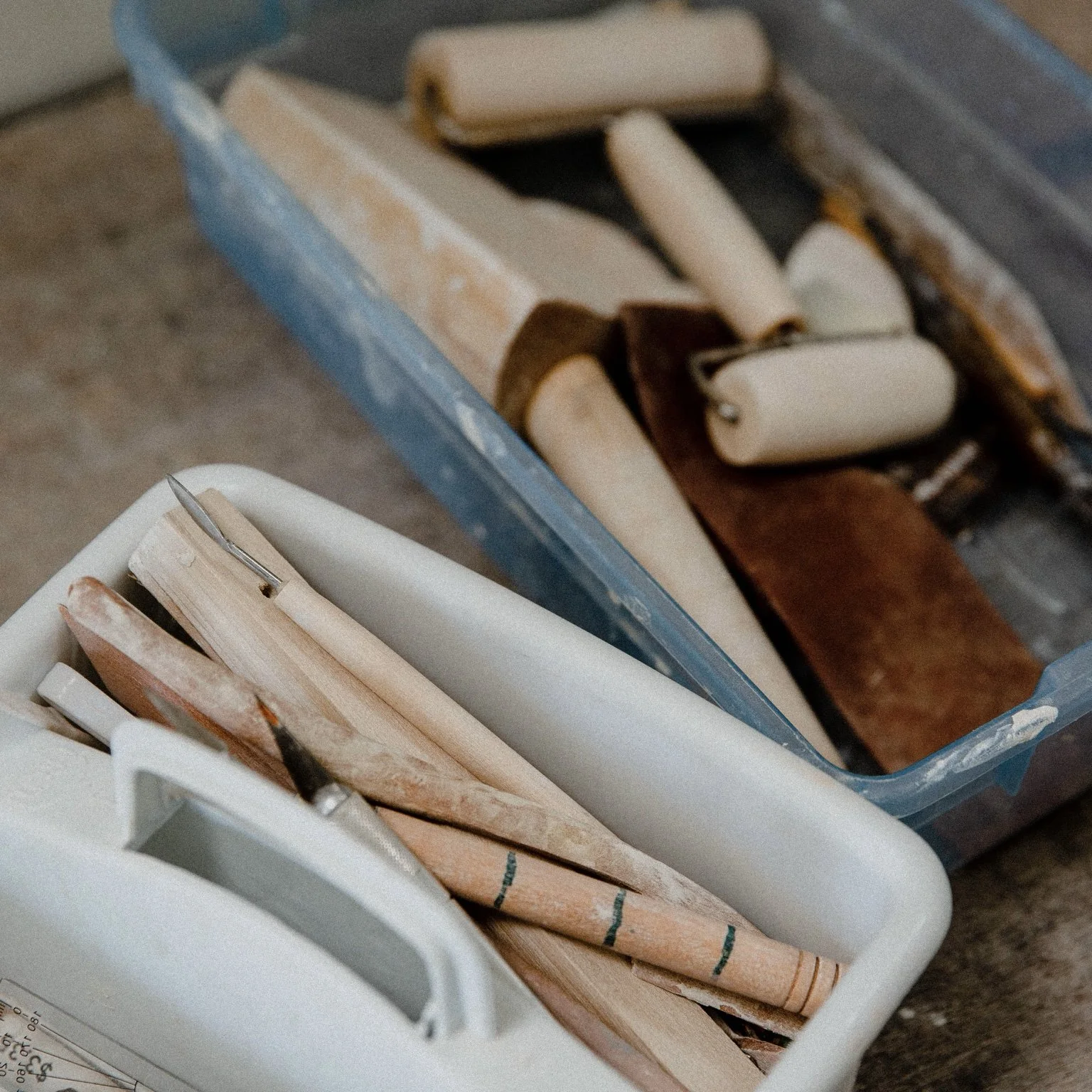 Ribs and pottery tools in the studio