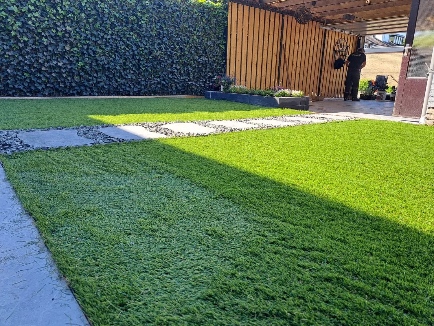 Staptegels in kunstgras