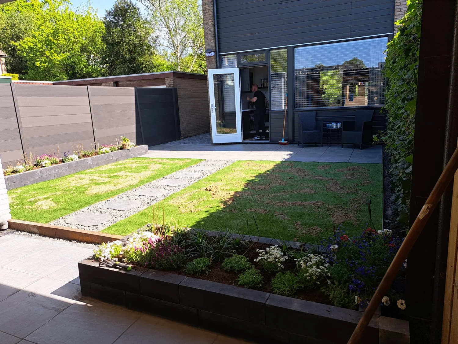 Nieuwe tuin bij nieuwbouw