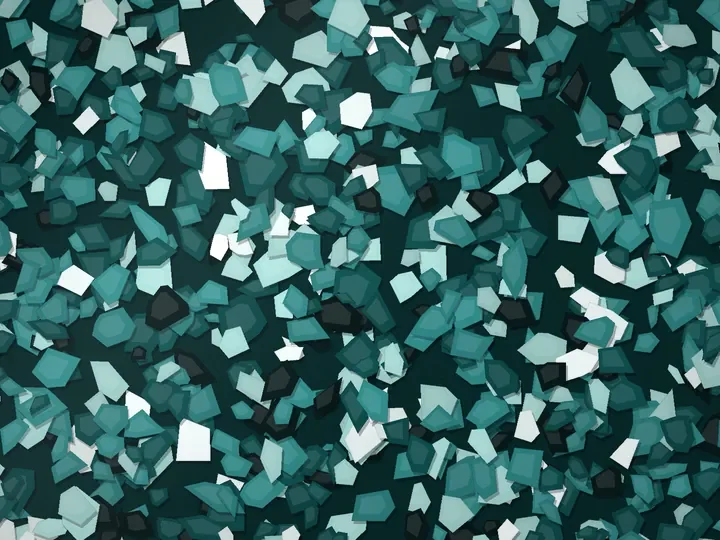 Teal Creek decorative flake blend on a garage floor, illustration