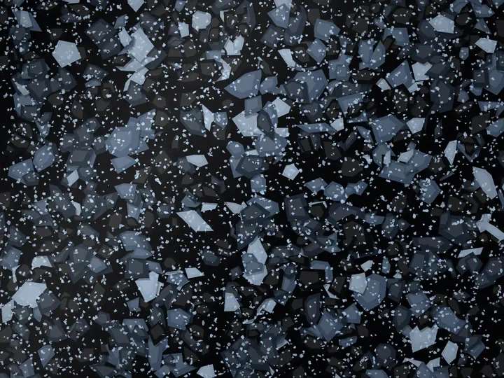 Black Opal decorative flake blend on a garage floor, illustration