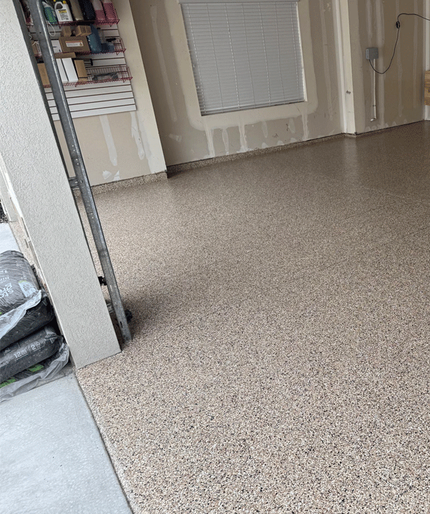 Finished flake garage floor