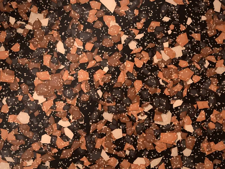 Copper Ember decorative flake blend on a garage floor, illustration
