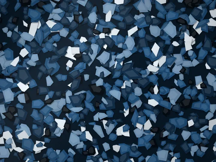 Deep Fork Blue decorative flake blend on a garage floor, illustration