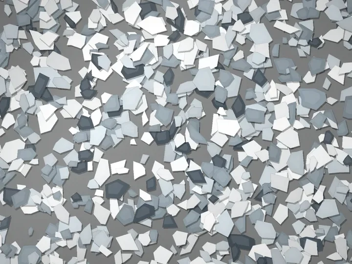 Bonneville Salt decorative flake blend on a garage floor, illustration