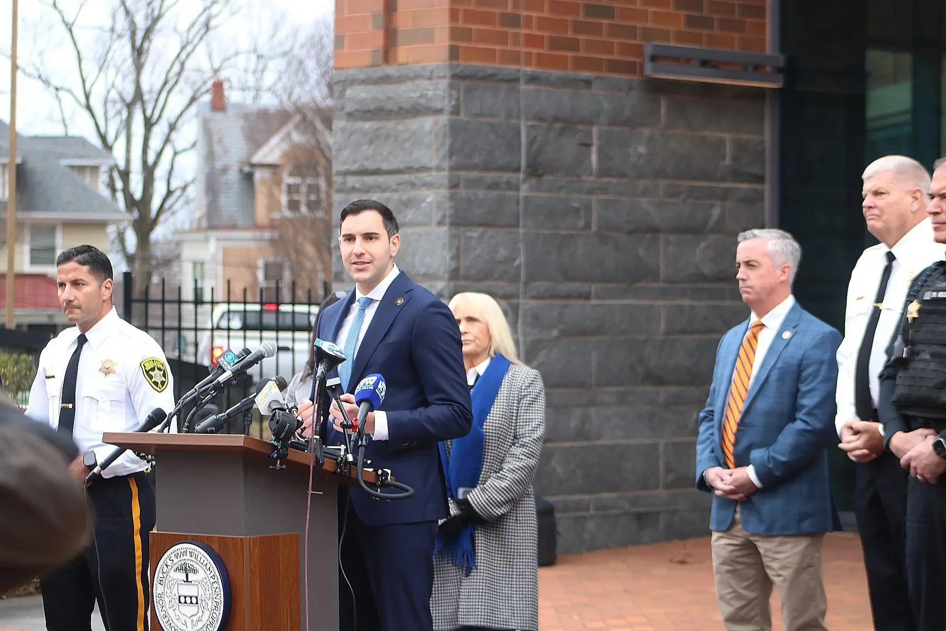 Sheriff Ceisler announcing the end of the 287(g) agreement outside the Bucks County Justice Center