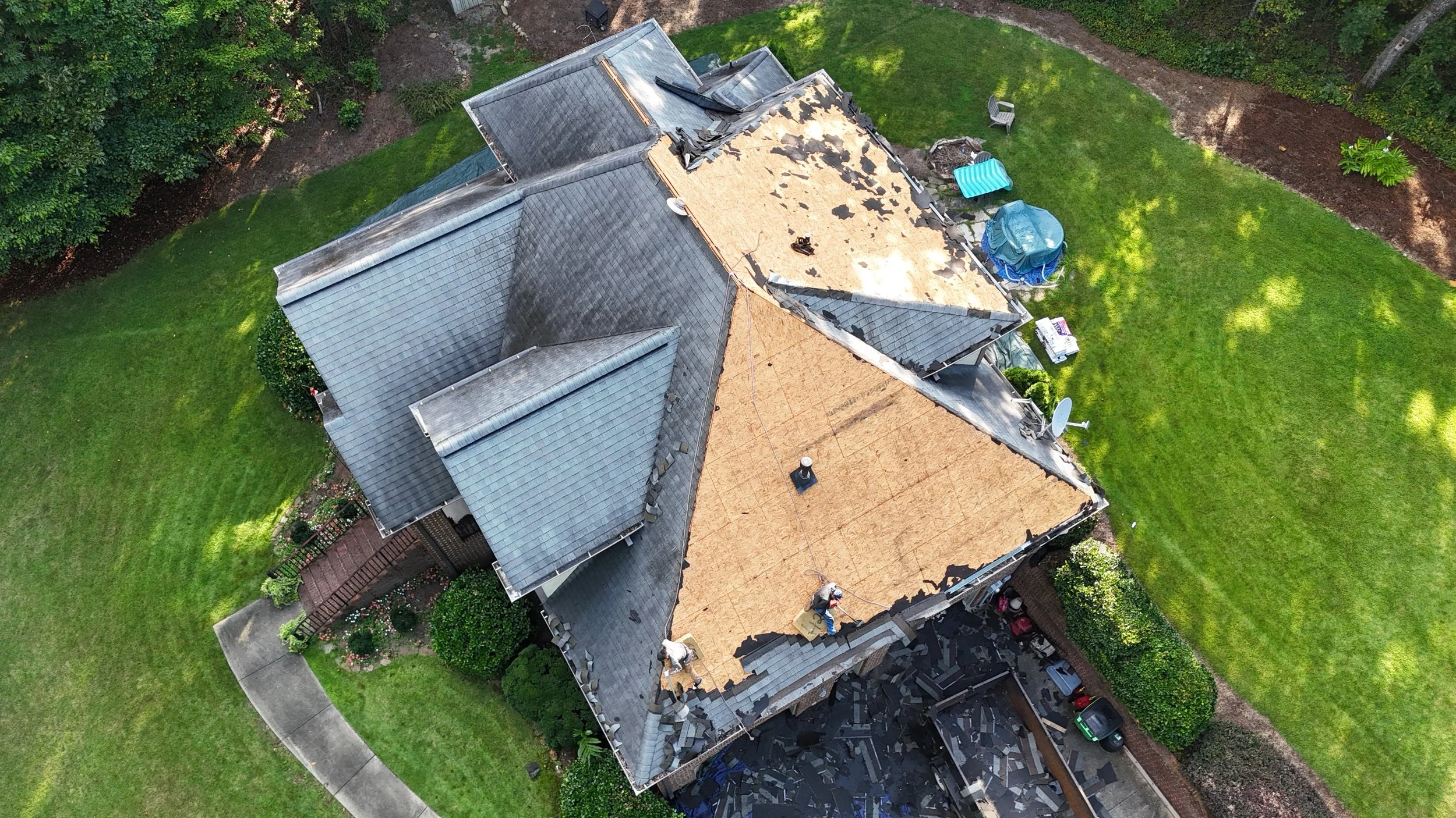 Storm damage roofing project