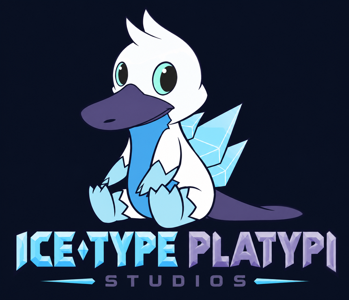 Ice-Type Platypi Studios crystal-backed platypus mascot and original logo