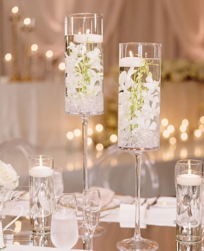 White orchids and floating candles