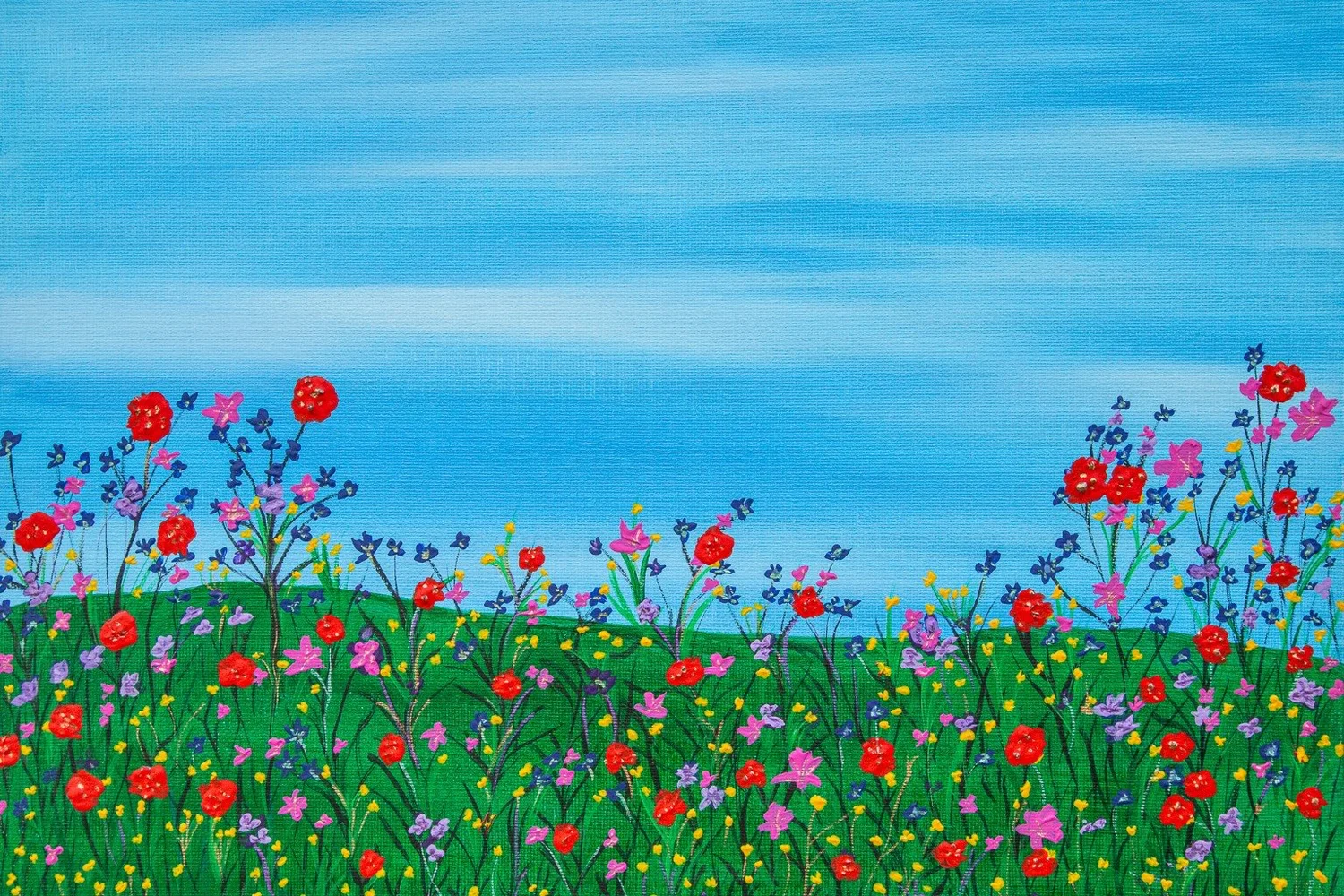 Wildflower Blossom, original wildflower painting by Deirdre Burton
