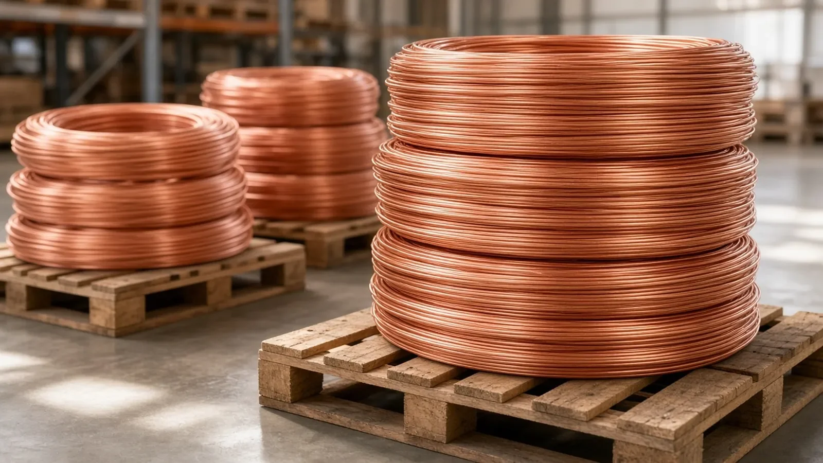 Bare bright copper wire coils