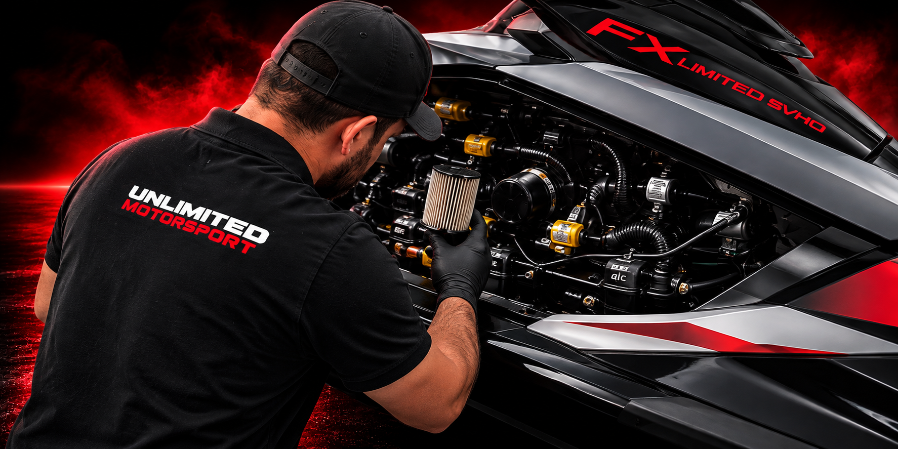 Personal watercraft oil and filter service