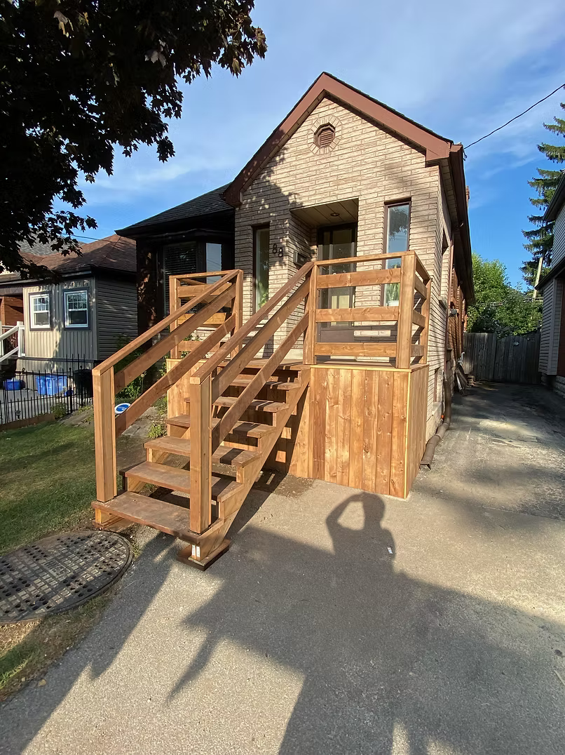 Deck and stairs from the driveway