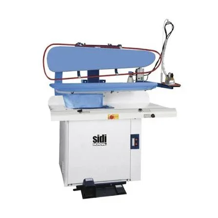 Blue padded garment pressing machine