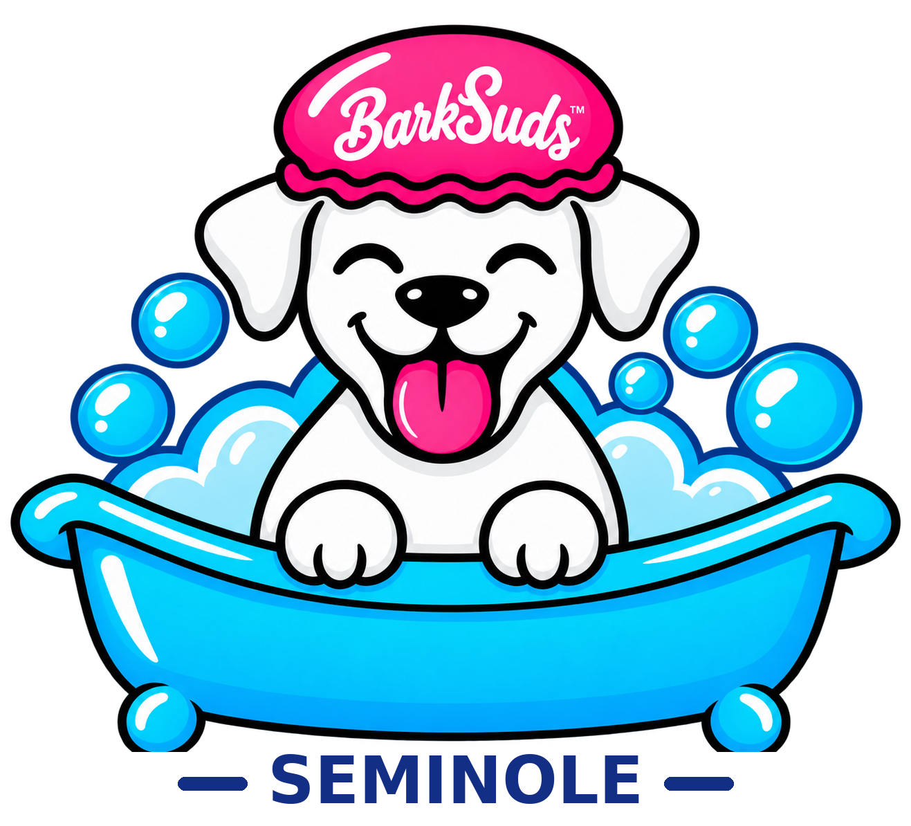BarkSuds Seminole puppy in bubble bath