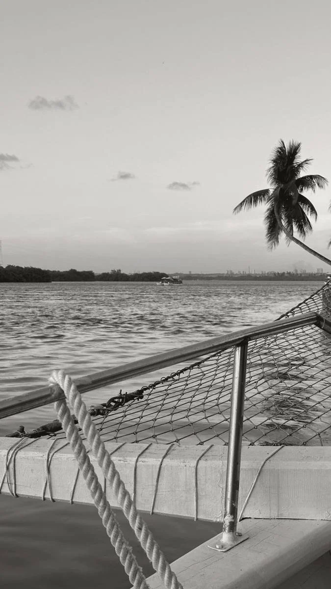 Boat deck on open water