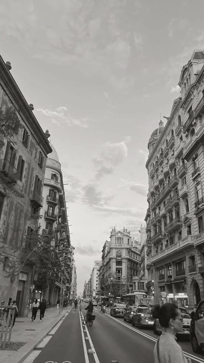 City street lined with historic buildings