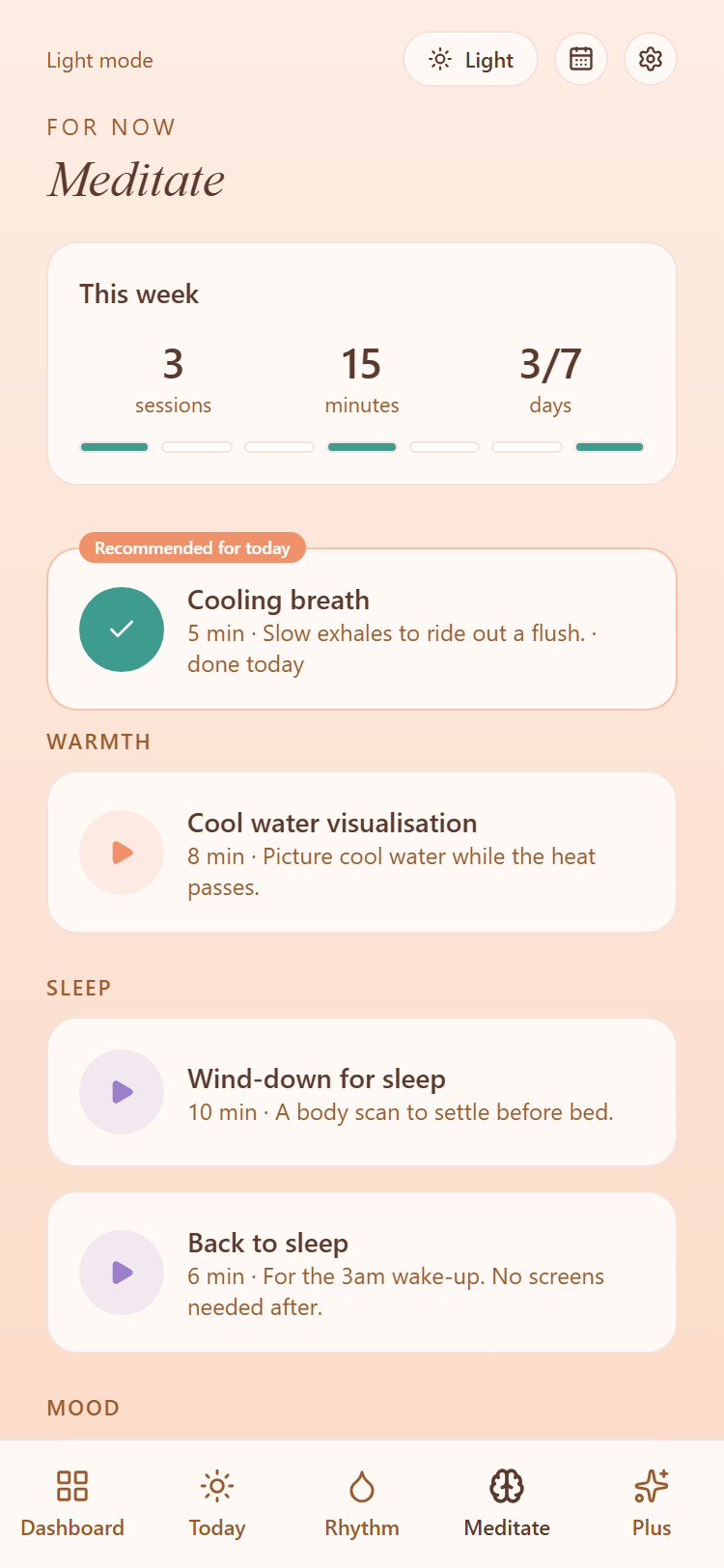 Meditate screen