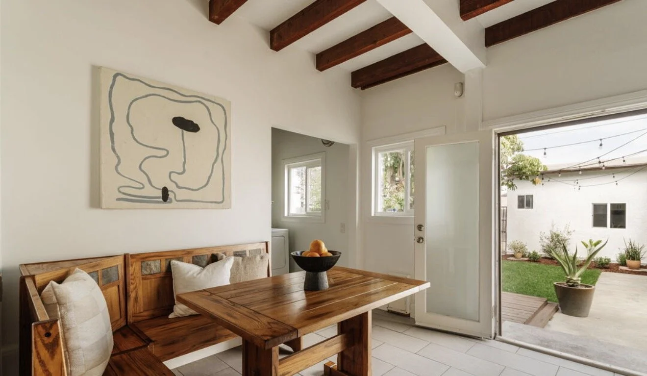 Breakfast nook opening to the backyard