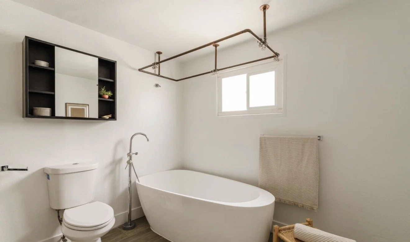 Bathroom with freestanding tub
