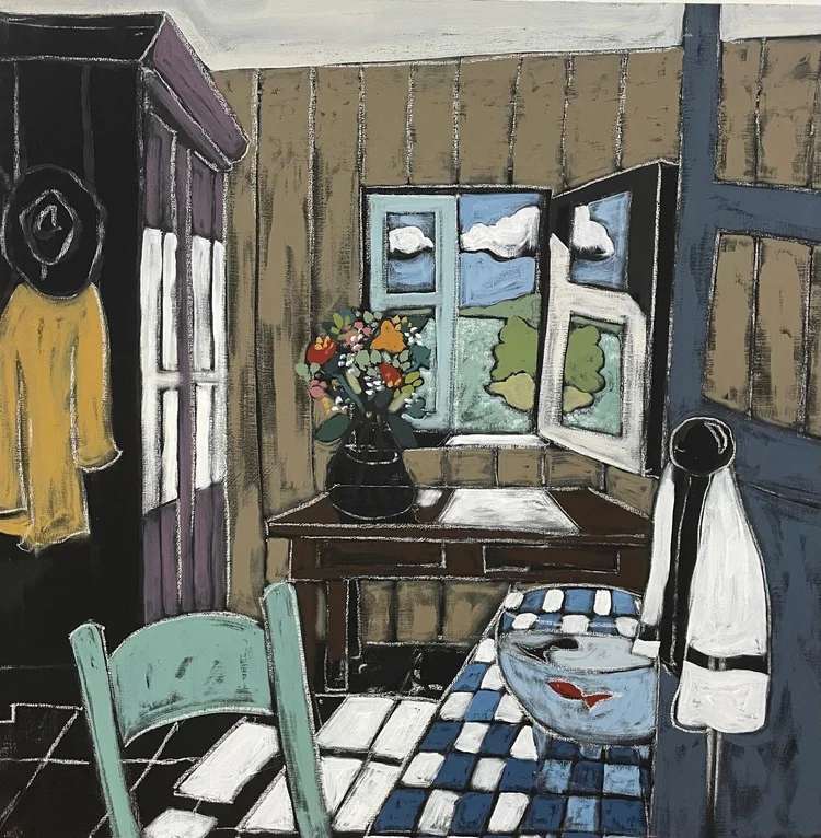 Fin d’après-midi — peinture de Fabricia Lepoutre, 110 × 110 cm