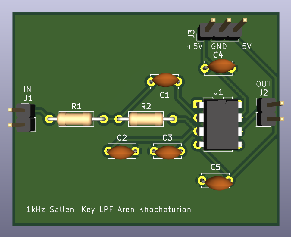 3D render of the finished board, front
