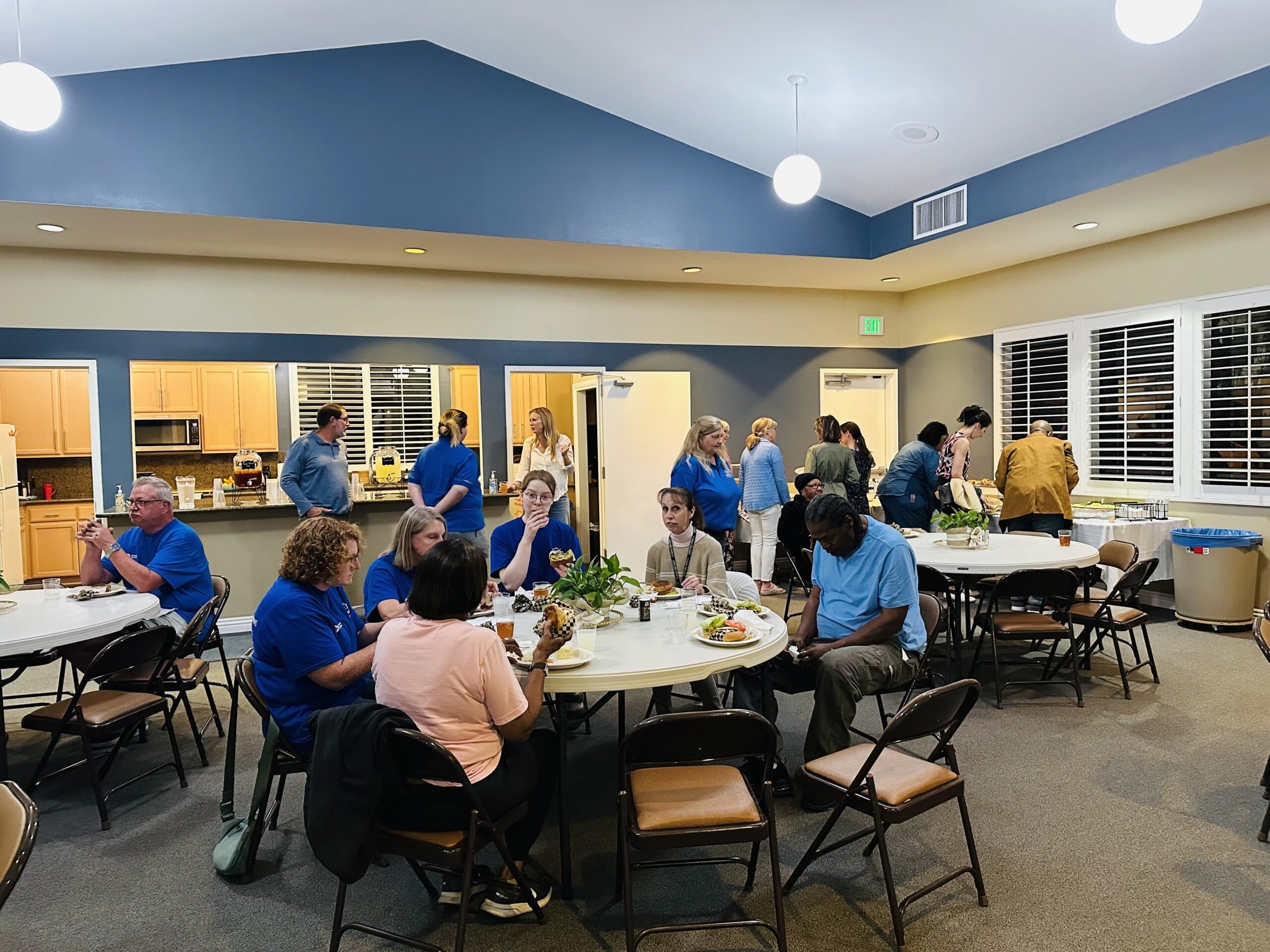 Volunteers and families together at an Eaton Fire family night