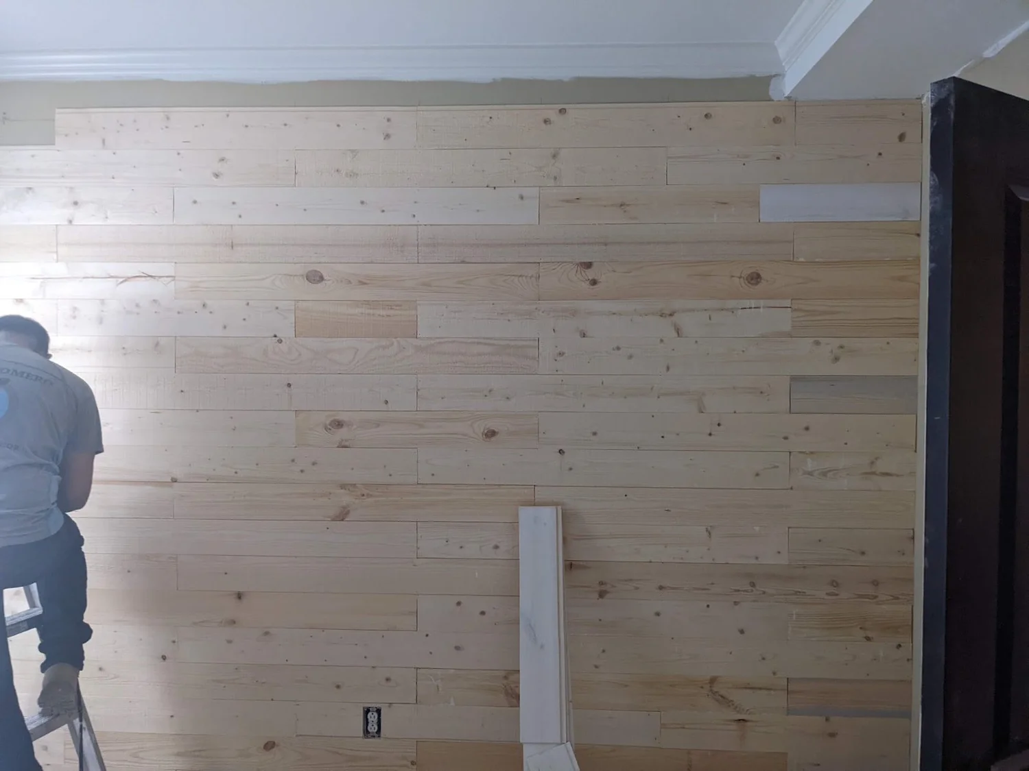 Basement accent wall after