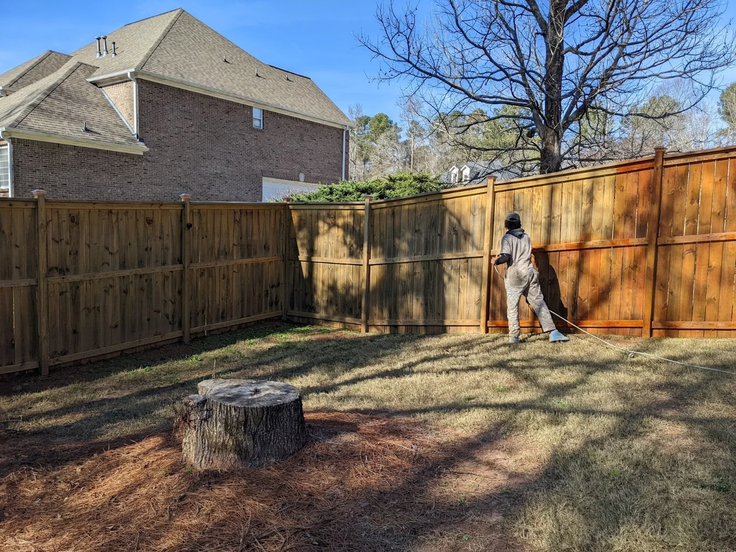 Fence staining after