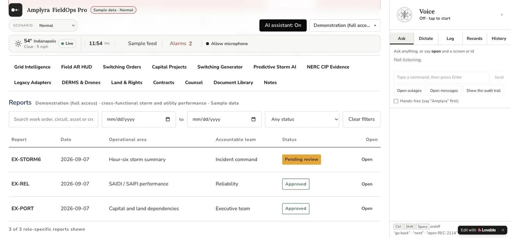 Amplyra GridSteward: Reports & approvals