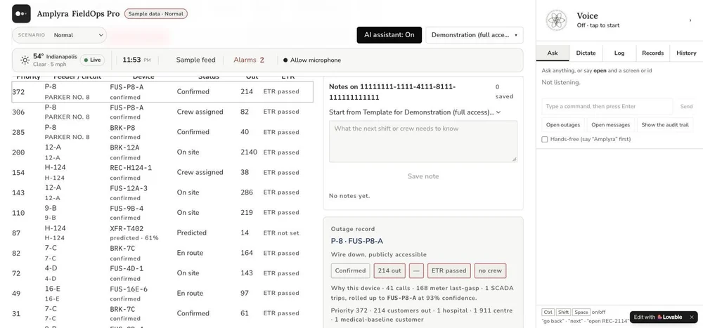 Amplyra GridSteward: Outage management