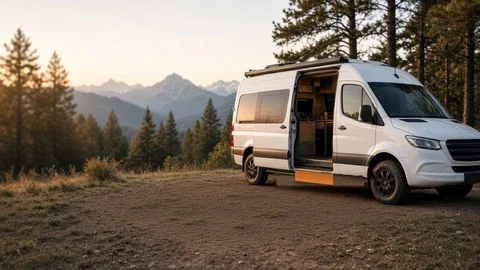 Camper van with a proposed under-rig BaseRoll mounting position