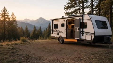 Travel trailer with a proposed under-rig BaseRoll mounting position
