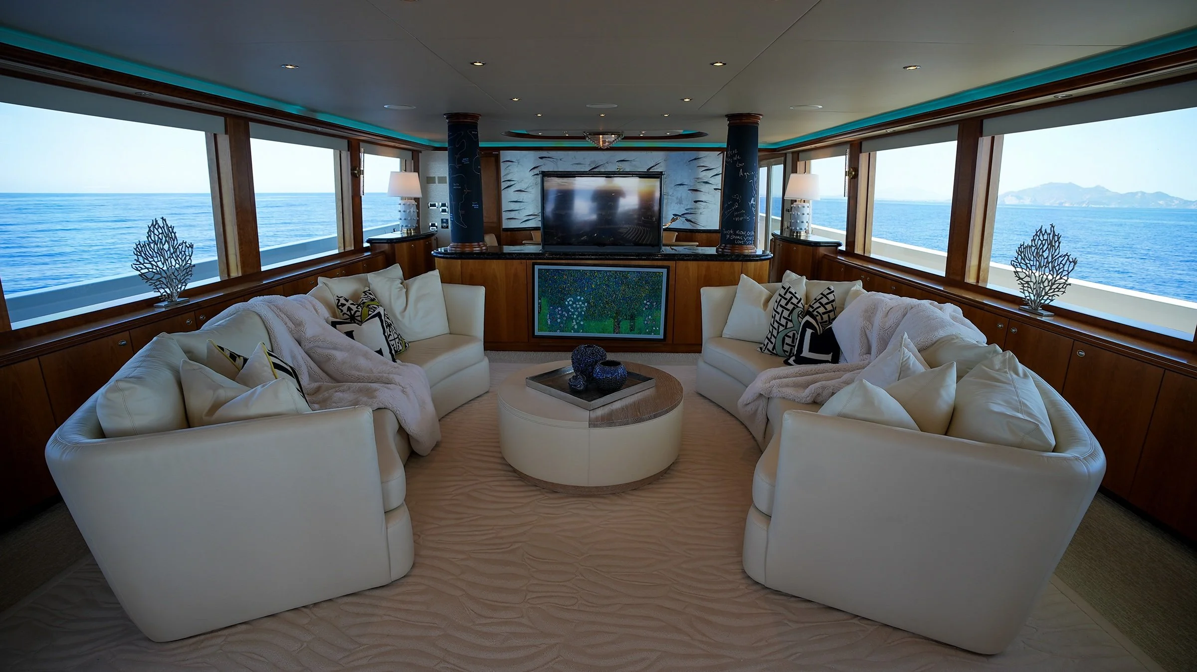 Main salon with sea views