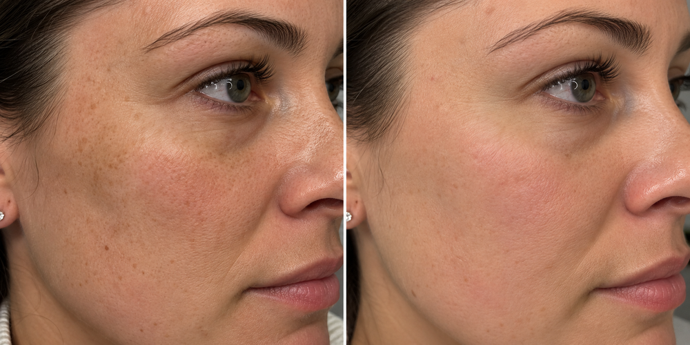 Before and after Lumecca IPL, real client result