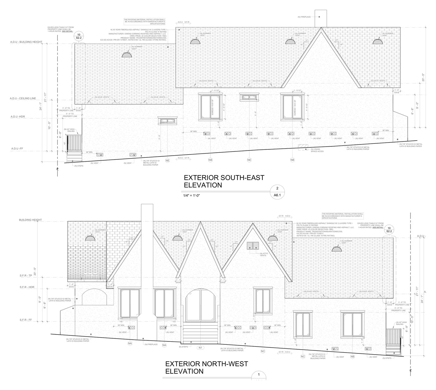 Exterior elevations for an Eaton Fire rebuild in Altadena