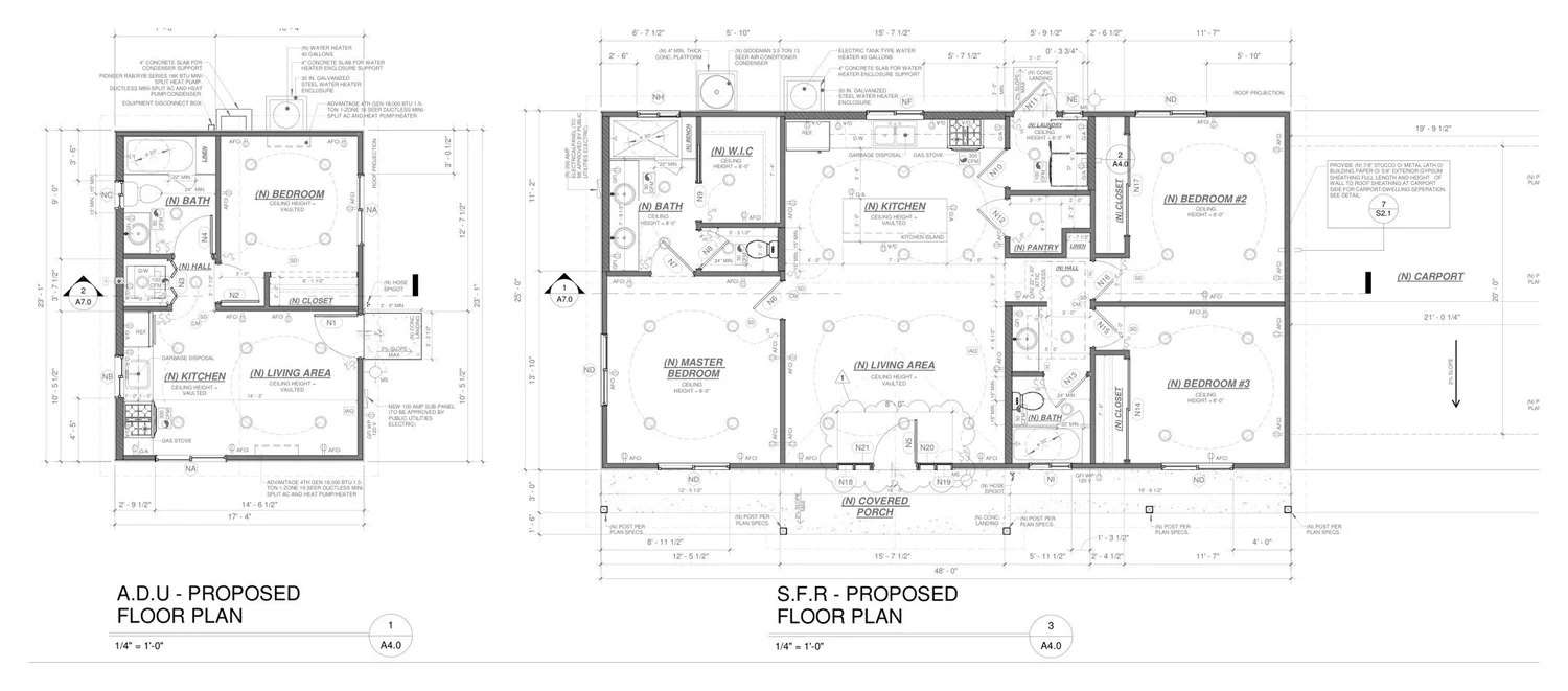 Single-family home and detached ADU floor plan