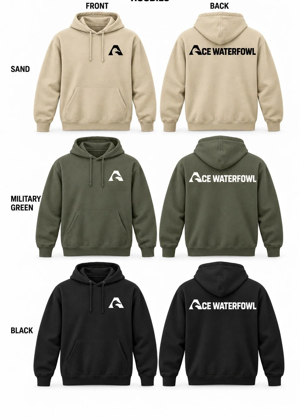 Ace Waterfowl solid hoodies