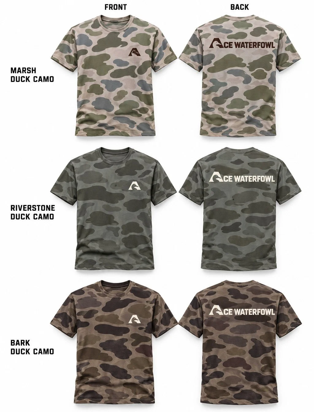 Ace Waterfowl duck camo tees