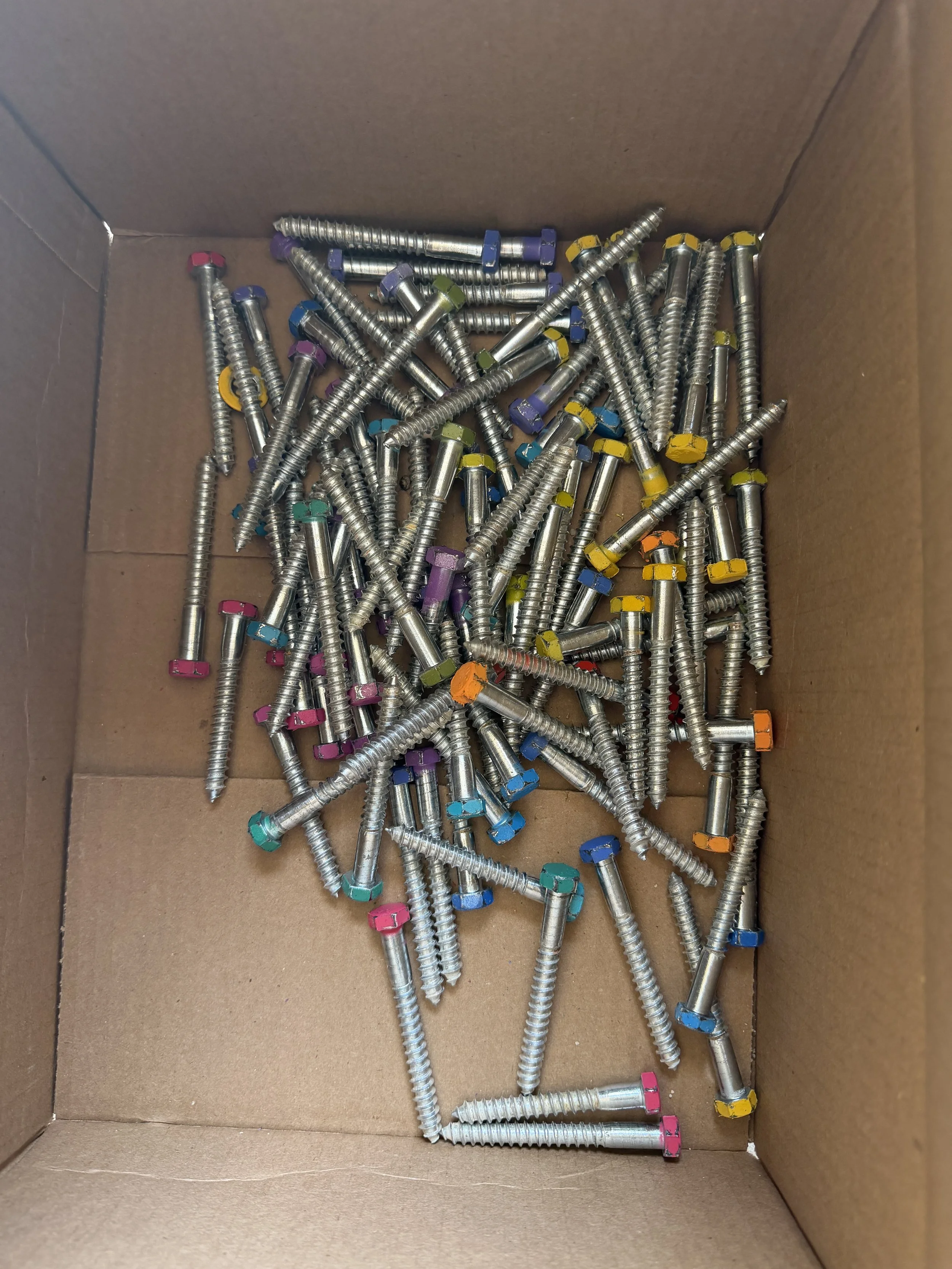 A box of hardware for the installation