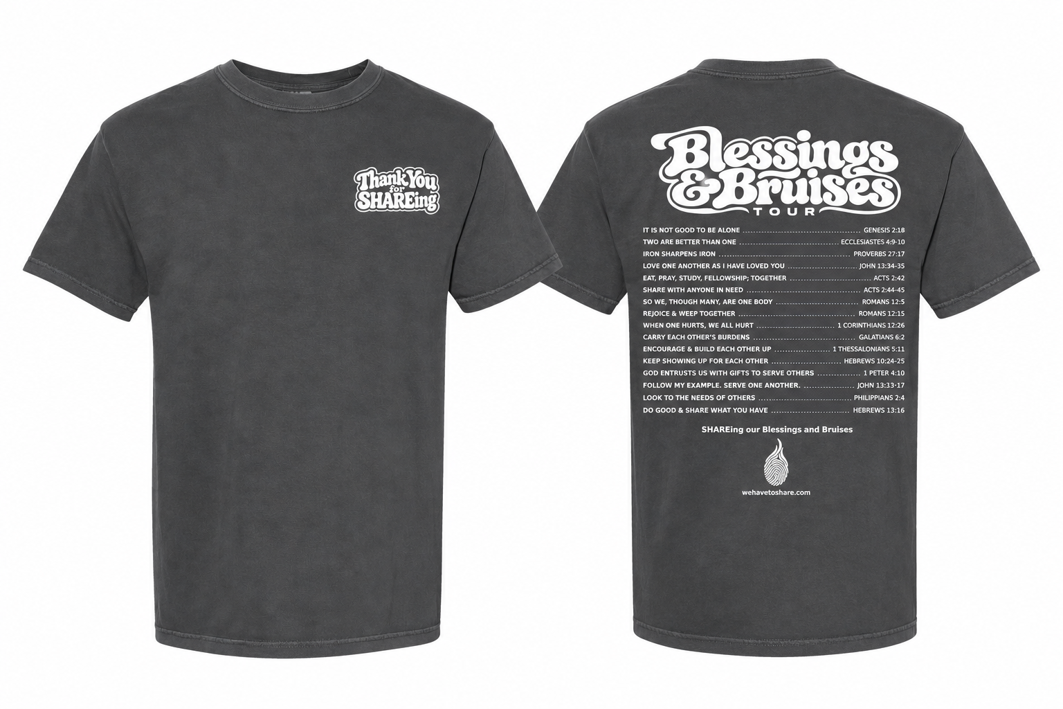Blessings and Bruises Tour tee front and back design