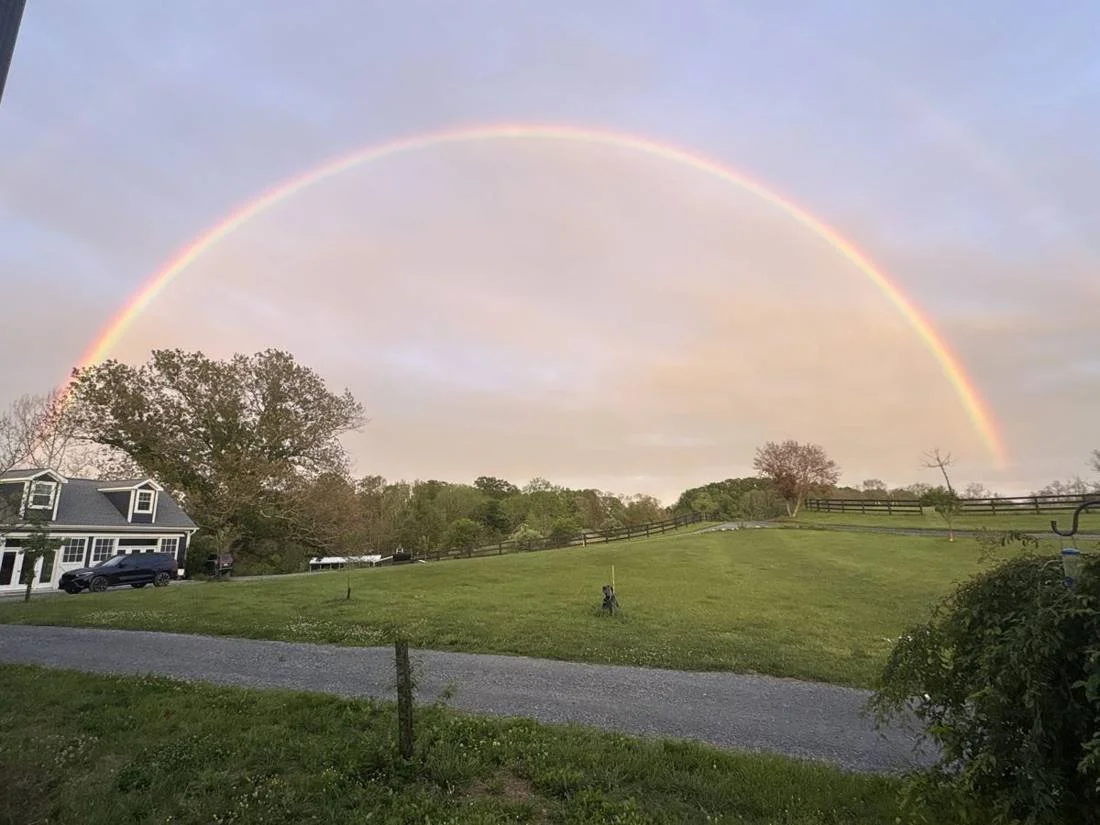 A rainbow over the open field at Havenstone