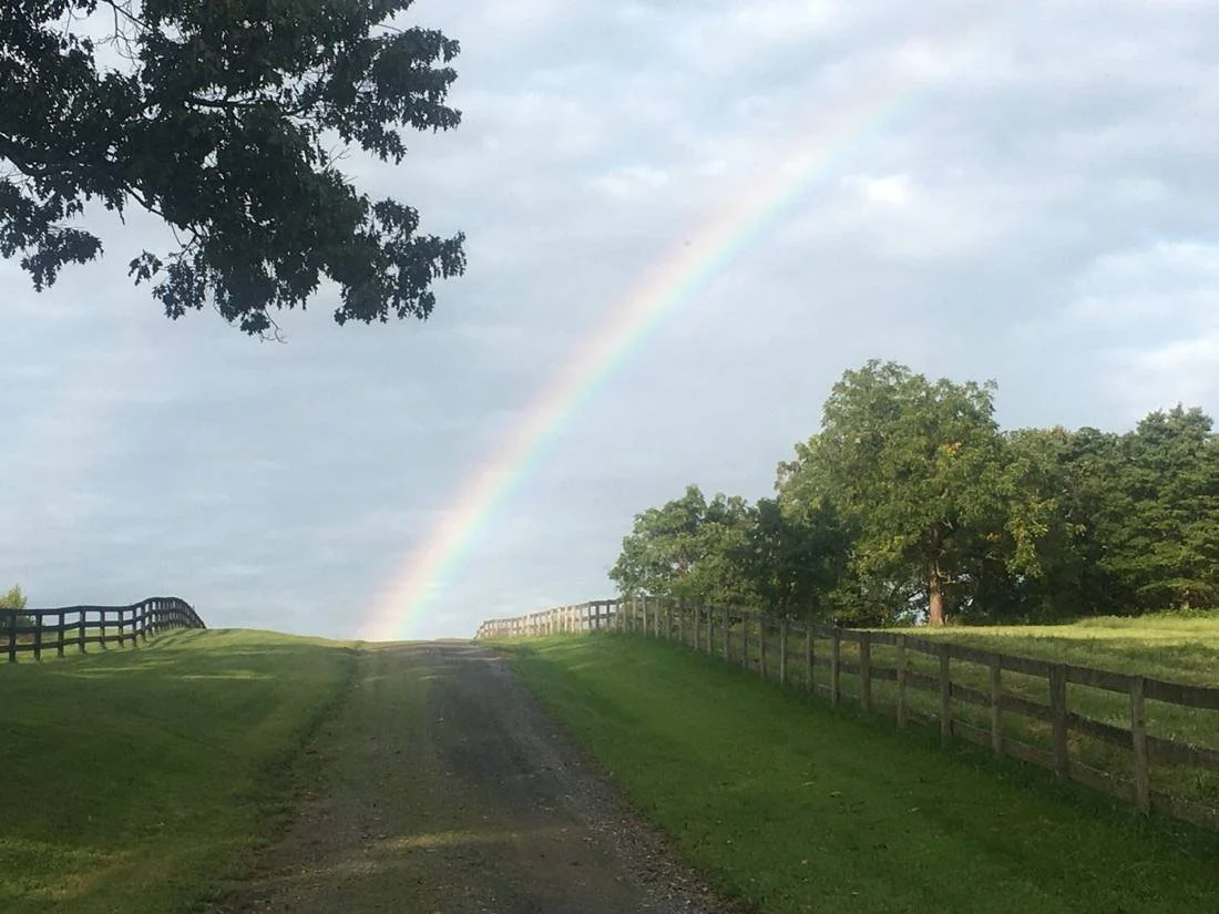 A rainbow over the lane into Havenstone