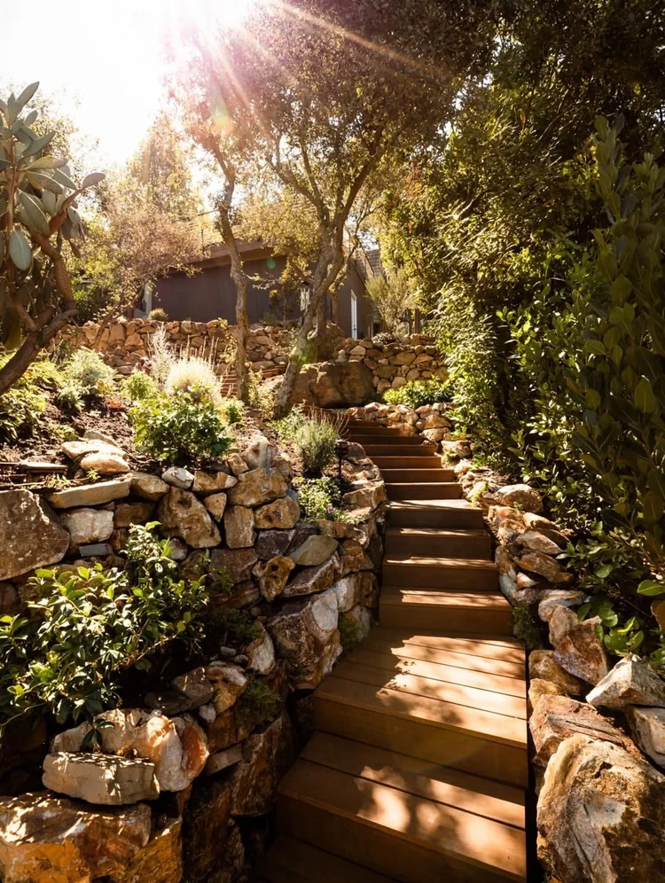 Stone stairway through the garden